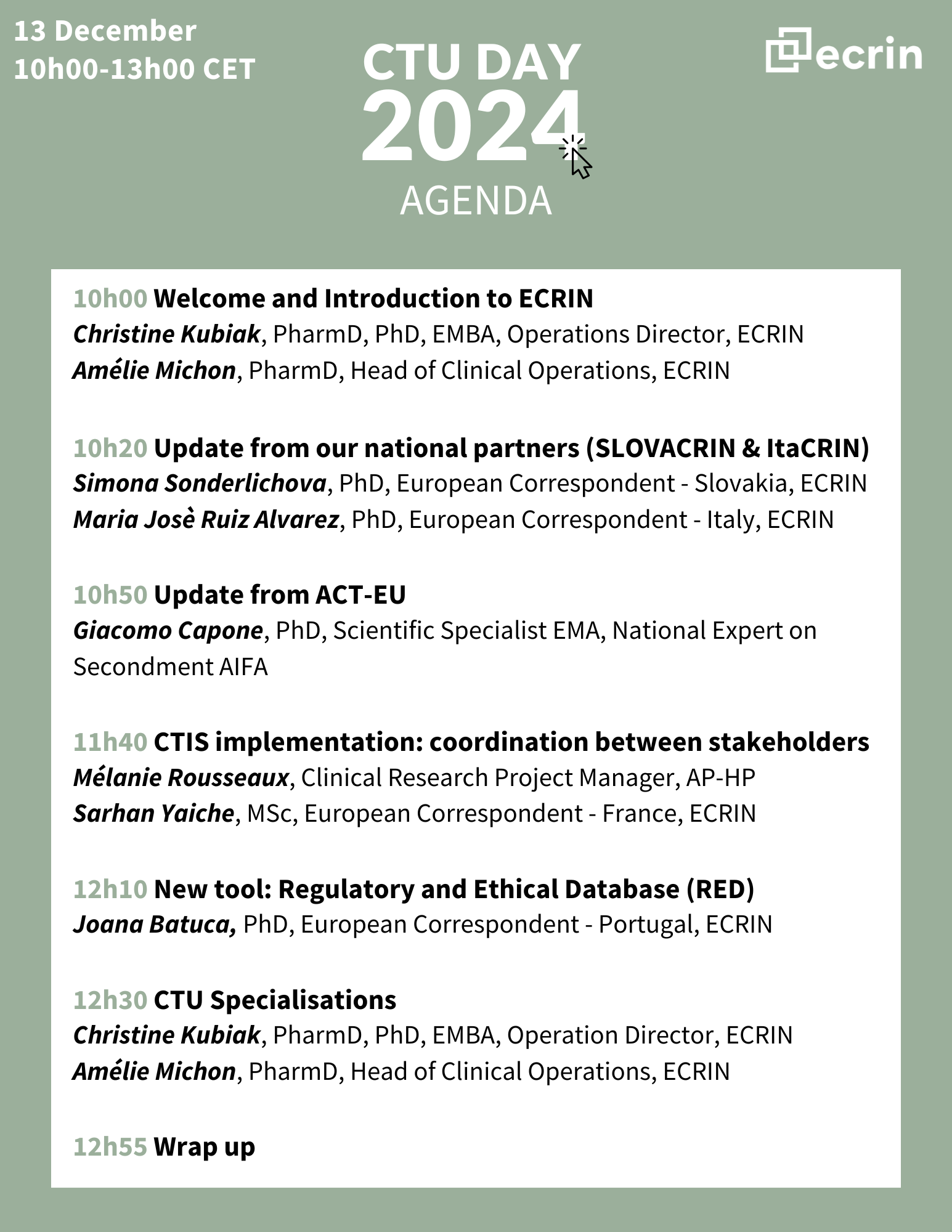 ECRIN CTU Day Agenda 2024